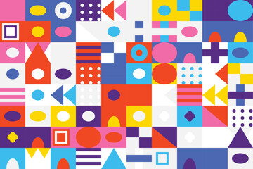 Vibrant modern abstract geometric pattern design concept, a colorful and playful background illustration