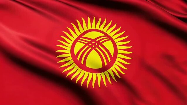 Kyrgyzstan national flag waving in the wind