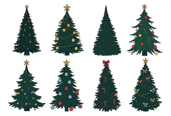 Christmas Tree Collection Festive Vector Illustrations for Holiday Designs