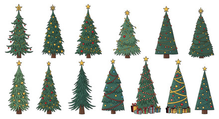 Collection of Christmas Trees Christmas Decorations Holiday Illustrations Winter Holiday Designs Christmas Backgrounds