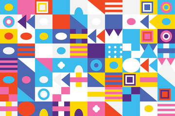 Fototapeta premium Abstract Geometric Pattern with Colorful Shapes and Blocks