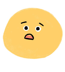 Shocked Yellow Character: Anxious, Worried, or Surprised Expression with Hand-Drawn Doodle Style