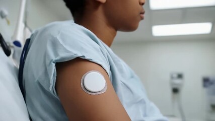 Person with a diabetic patch.