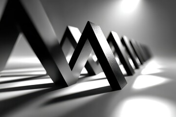 Sophisticated abstract geometric forms in monochrome with dramatic lighting