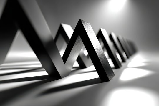 Sophisticated abstract geometric forms in monochrome with dramatic lighting