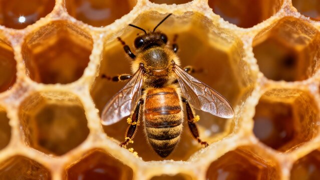 bee on honeycomb