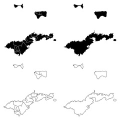 American Samoa Outline and Solid Fill Map Set.