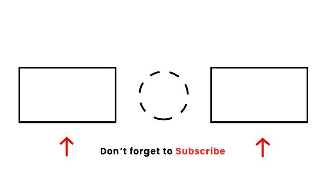 Minimal YouTube end screen template with video placeholders, subscribe reminder text, and clean white background for content creators and video editors animation