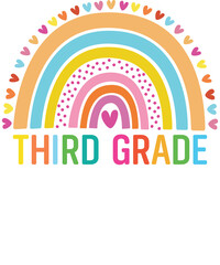 Third grade rainbow Shirt design student kids girls boys  tshirt design boho rainbow leopard tee shirt design