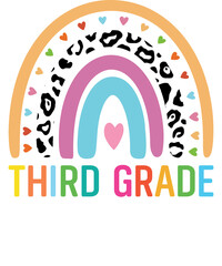 Third grade rainbow Shirt design student kids girls boys  tshirt design boho rainbow leopard tee shirt design
