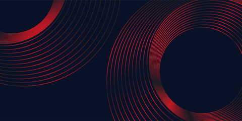 Round frame colorful red black light isolated on dark background. Abstract circles lines pattern. Vector illustration concept for music, digital, modern science, modern