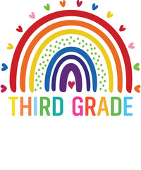Third grade rainbow Shirt design student kids girls boys  tshirt design boho rainbow leopard tee shirt design