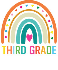 Third grade rainbow Shirt design student kids girls boys  tshirt design boho rainbow leopard tee shirt design