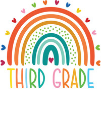 Third grade rainbow Shirt design student kids girls boys  tshirt design boho rainbow leopard tee shirt design