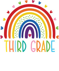 Third grade rainbow Shirt design student kids girls boys  tshirt design boho rainbow leopard tee shirt design