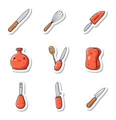 Cartoon kitchen utensils set isolated illustration