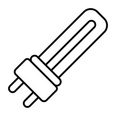 Fluorescent light bulb thin line icon, eco lamp concept. Vector graphics. Mini lamp sign on white background, style icon mobile or web design.