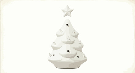 A white ceramic Christmas tree with a star on top, ready for decoration
