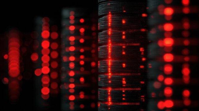Stolen Database File Transfer Represented With Red Encrypted Upload Bars in a Cyber Attack Setting