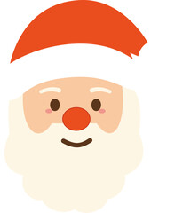 Simple Flat Santa Claus Portrait Illustration with Red Hat and Beard Graphic