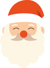Flat Design Santa Claus Face with Red Hat Illustration for Christmas Celebration