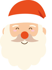 Flat Simple Santa Claus Face with Hat and Beard Illustration