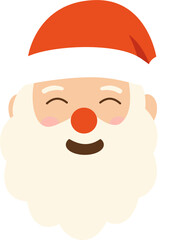 Flat Design Santa Claus Face with Red Nose Icon Illustration