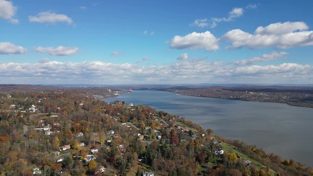 Broad overhead sweep capturing Newburgh&rsquo;s varied terrain, open sky, and natural textures ideal for destination-themed aerial travel footage.