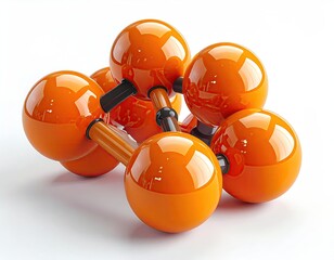 Orange molecular structure on white