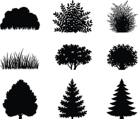 Black and white flower silhouette illustration vector white background