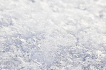 Winter white snow background, abstract blurred snowfall surface