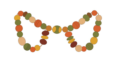 Artistic illustration depicting an intricate arrangement of multi-colored round beads, forming an appealing decorative object perfect for cultural celebrations or fashion concepts