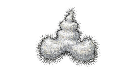 Abstract illustration of a fluffy, gray, and somewhat unusual shape with a white background