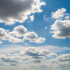 Fototapeta premium Expansive celestial view showcasing fluffy clouds against a vivid blue atmospheric expanse