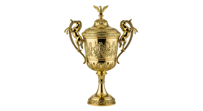 Golden trophy cup, isolated on transparent background - Powered by Adobe