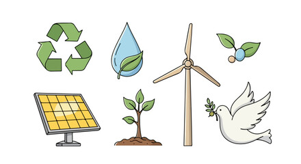 Sustainable Living Icons Eco-Friendly Symbols for a Green Future