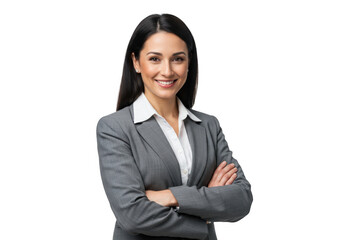 Professional confident smiling woman business portrait with arms crossed transparent background