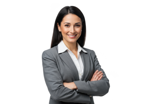 Professional confident smiling woman business portrait with arms crossed transparent background - Powered by Adobe