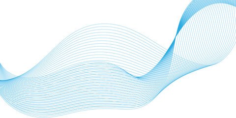 Blue wave line abstract background template, smooth and elegant digital graphic design coabstract modern background with blue wavy lines and particles.