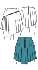 Fashionable skirt designs showcase contemporary style, with pleated textures and innovative
