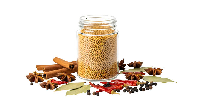 Assorted Spices with Mustard Seeds, isolated on transparent background - Powered by Adobe