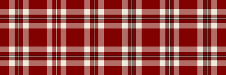 Illustration seamless vector plaid, real fabric pattern texture. Birthday card background tartan check textile in maroon and white colors.