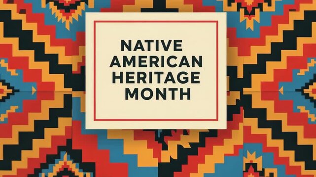native american heritage month banner with traditional geometric pattern. colorful ethnic ornament background for cultural celebration. poster, social media post, greeting card.