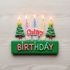 Festive birthday celebration arrangement with playful candles and vibrant decorations presents