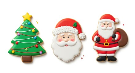 Festive christmas cookies featuring santa claus and christmas tree shaped confectionery delights