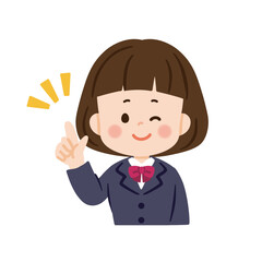 指をさしてウインクする女子生徒　バストアップ