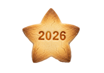 Star-Shaped Cookie with 2026 Engraved - New Year, Future Planning, and Anticipated Success Concept