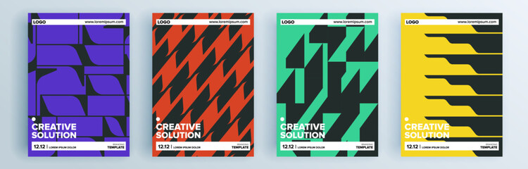 Modern abstract covers set, minimal covers design. Colorful geometric background, vector illustration.
