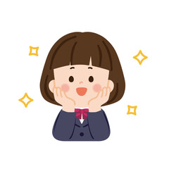 キラキラ笑顔の頬杖をついた女子生徒　バストアップ