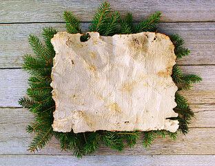 Christmas fir tree with paper